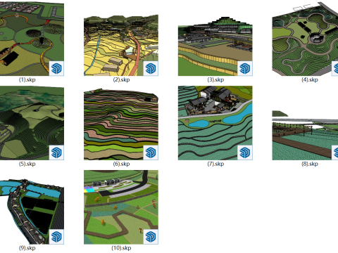 10 моделей террасных полей, чайных садов, проживания в семье, курортов для отдыха 3D Модель