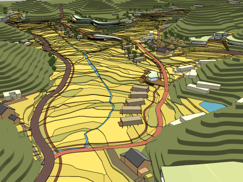 10 modelli di campi terrazzati, giardini da tè, soggiorni in famiglia, resort per il tempo libero Modello 3D