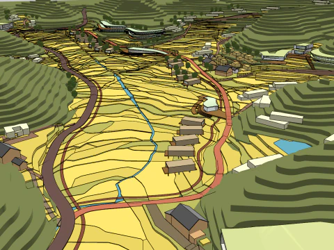 10 models of terraced fields tea gardens homestays leisure resorts 3D Model