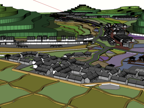 10 modelli di campi terrazzati, giardini da tè, soggiorni in famiglia, resort per il tempo libero Modello 3D