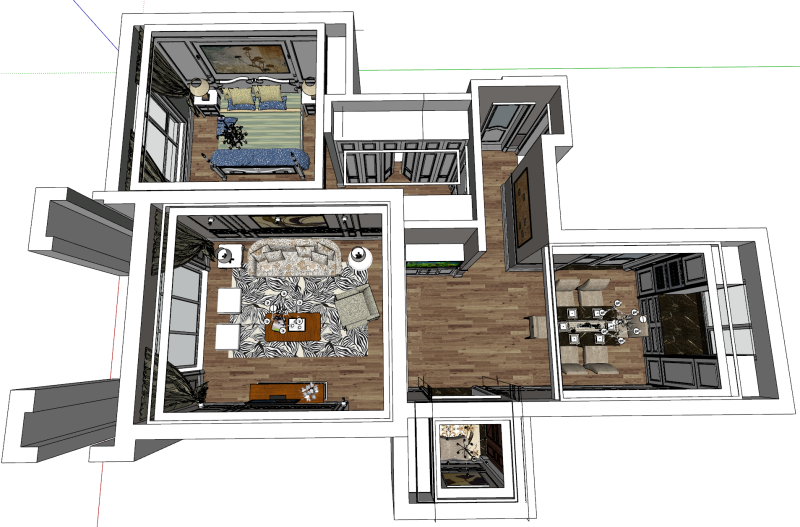 Indoor home decoration whole house scene one room 3D Model .c4d .max .obj .3ds .fbx .stl .blend 