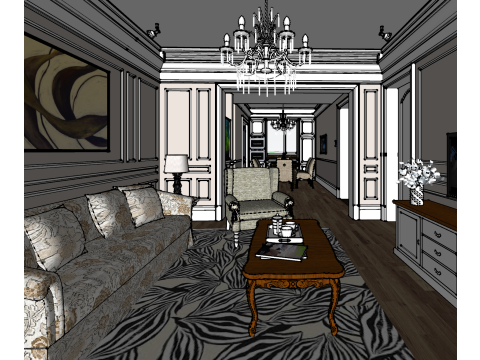 Indoor home decoration whole house scene one room 3D Model