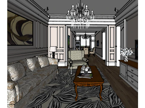 Indoor home decoration whole house scene one room 3D Model