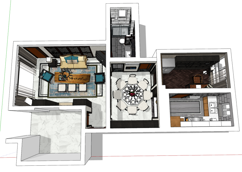 Kapalı ev dekorasyonu tam ev sahnesi 3D Model .c4d .max .obj .3ds .fbx .stl .blend 