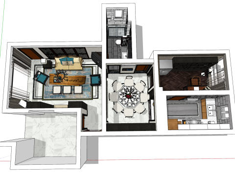 Scena completa della decorazione domestica per interni Modello 3D