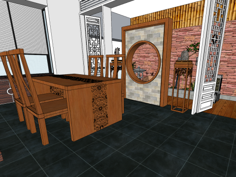 Detailed interior decoration and whole house scene 3D Model