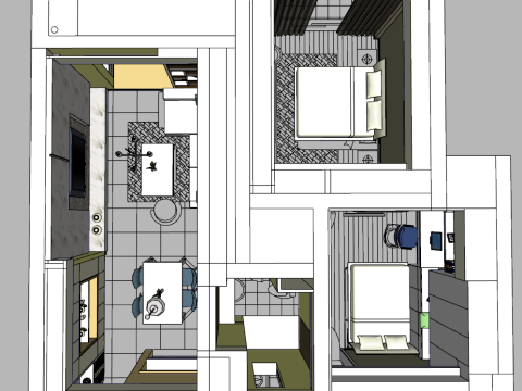 Modelo de escena de casa entera para decoración del hogar interior. Modelo 3D