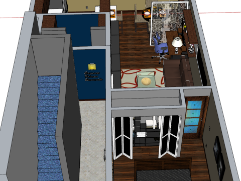 Indoor woondecoratie hele huisscène SU-model 3D Model