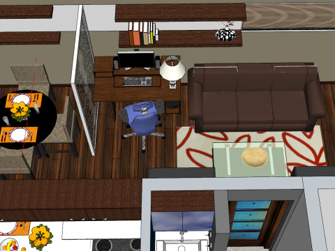 Indoor home decoration whole house scene SU model 3D Model