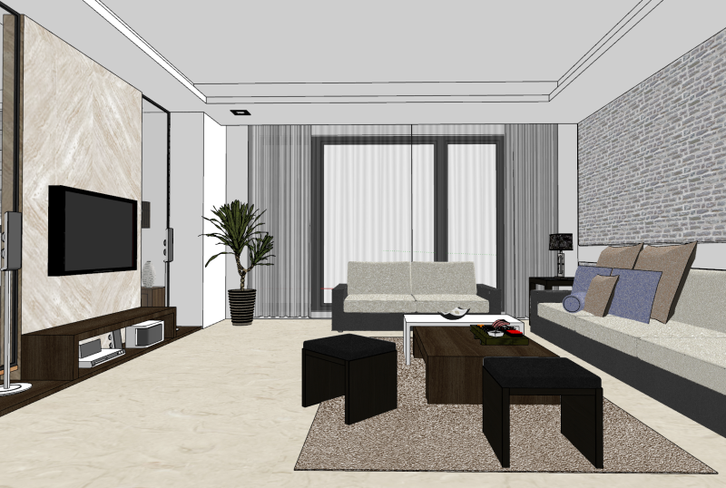 Detailed indoor home decoration full house scene SU model 3D Model .c4d .max .obj .3ds .fbx .stl .blend