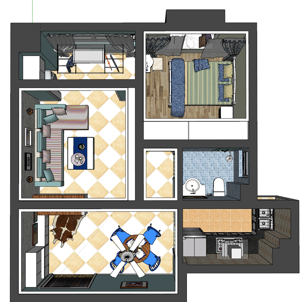 Detailed indoor home decoration whole house scene model 3D Model .c4d .max .obj .3ds .fbx .stl .blend 