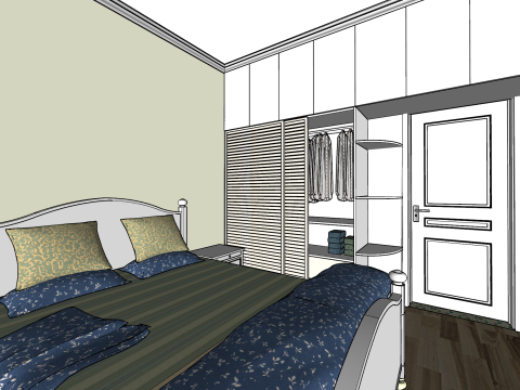 विस्तृत इनडोर घर सजावट पूरे घर का दृश्य मॉडल 3D मॉडल