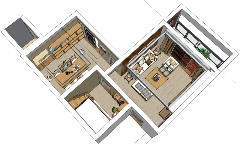 Adegan dekorasi rumah dalam ruangan model SU Model 3D .c4d .max .obj .3ds .fbx .stl .blend 