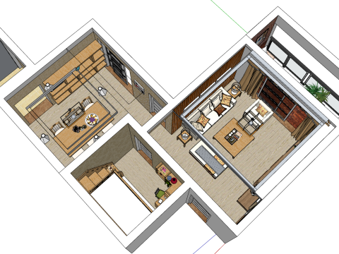 Scena dekoracji wnętrz, model SU Model 3D
