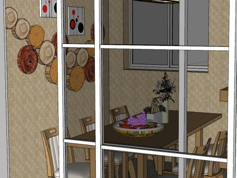 Adegan dekorasi rumah dalam ruangan model SU Model 3D