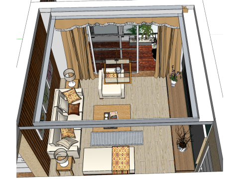 Adegan dekorasi rumah dalam ruangan model SU Model 3D