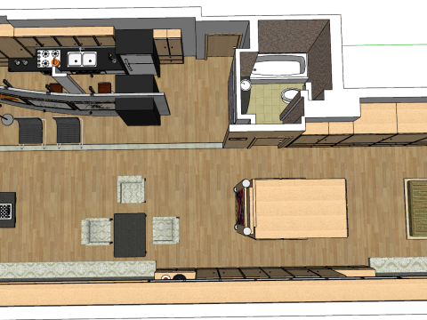 Escena de casa llena de decoración interior del hogar. Modelo 3D