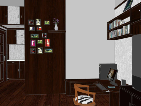 Indoor home decoration full house scene 3D Model