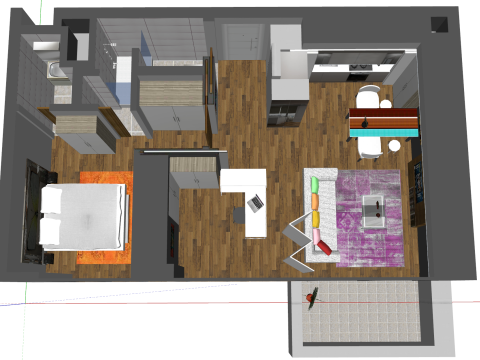 Adegan rumah penuh dekorasi rumah dalam ruangan Model 3D