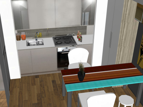 실내 가정 장식 풀 하우스 장면 3D 모델