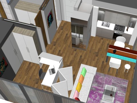 실내 가정 장식 풀 하우스 장면 3D 모델