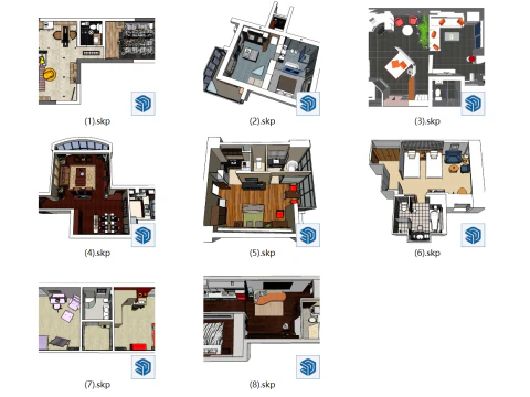 5 set di modelli SU per decorazioni domestiche per interni Modello 3D