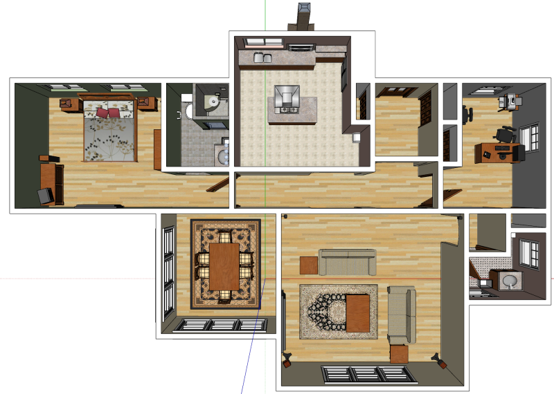 Progettazione completa e pianificazione dello spazio per un'unità con due camere da letto Modello 3D .c4d .max .obj .3ds .fbx .stl .blend 