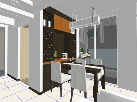 Progettazione completa e pianificazione dello spazio per un'unità con due camere da letto Modello 3D