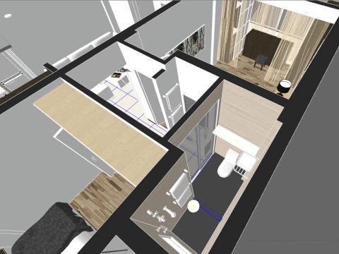 Full-Scope Design and Space Planning for a Two-Bedroom Unit 3D Model