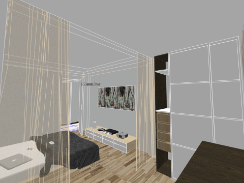 Progettazione completa e pianificazione dello spazio per un'unità con due camere da letto Modello 3D