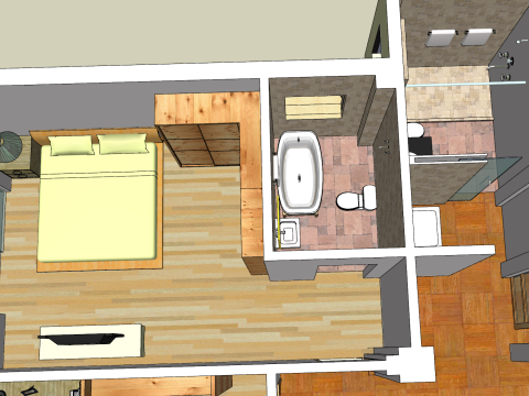 Повномасштабний дизайн і планування приміщення з двома спальнями 3D Модель