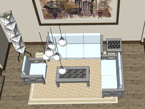 Algemeen ontwerp en indelingsplan met twee slaapkamers 3D Model