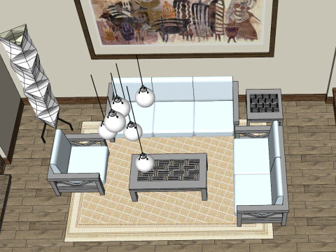 Two bedroom overall design and layout plan 3D Model