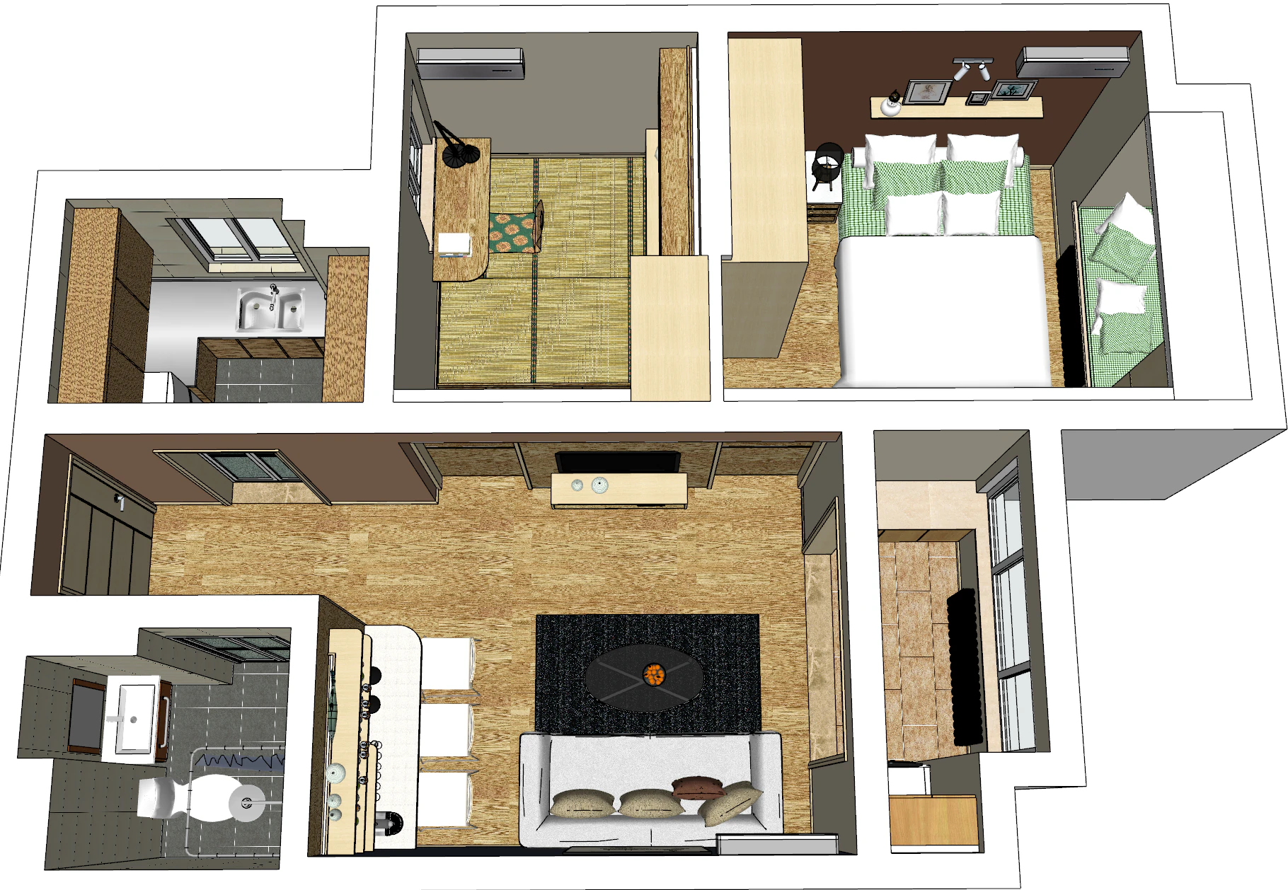 Two room customization 3D Model .c4d .max .obj .3ds .fbx .stl .blend 
