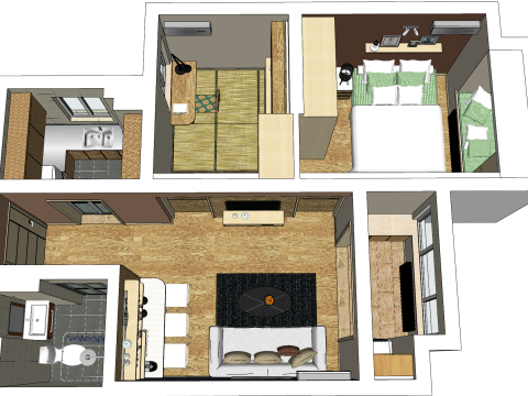 투룸 커스터마이징 3D 모델
