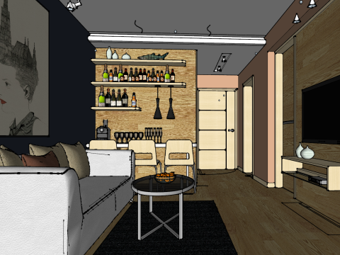 Kustomisasi dua ruangan Model 3D