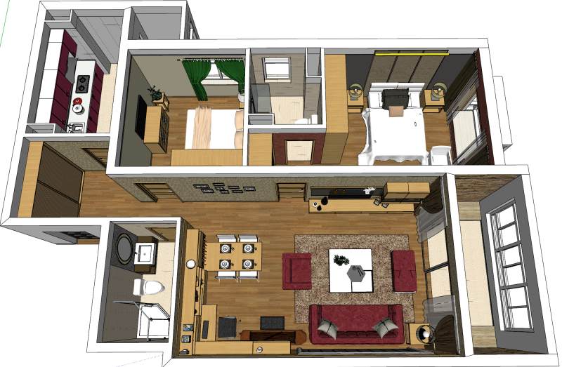 투룸 공간 잠재력 활성화 계획 3D 모델 .c4d .max .obj .3ds .fbx .stl .blend