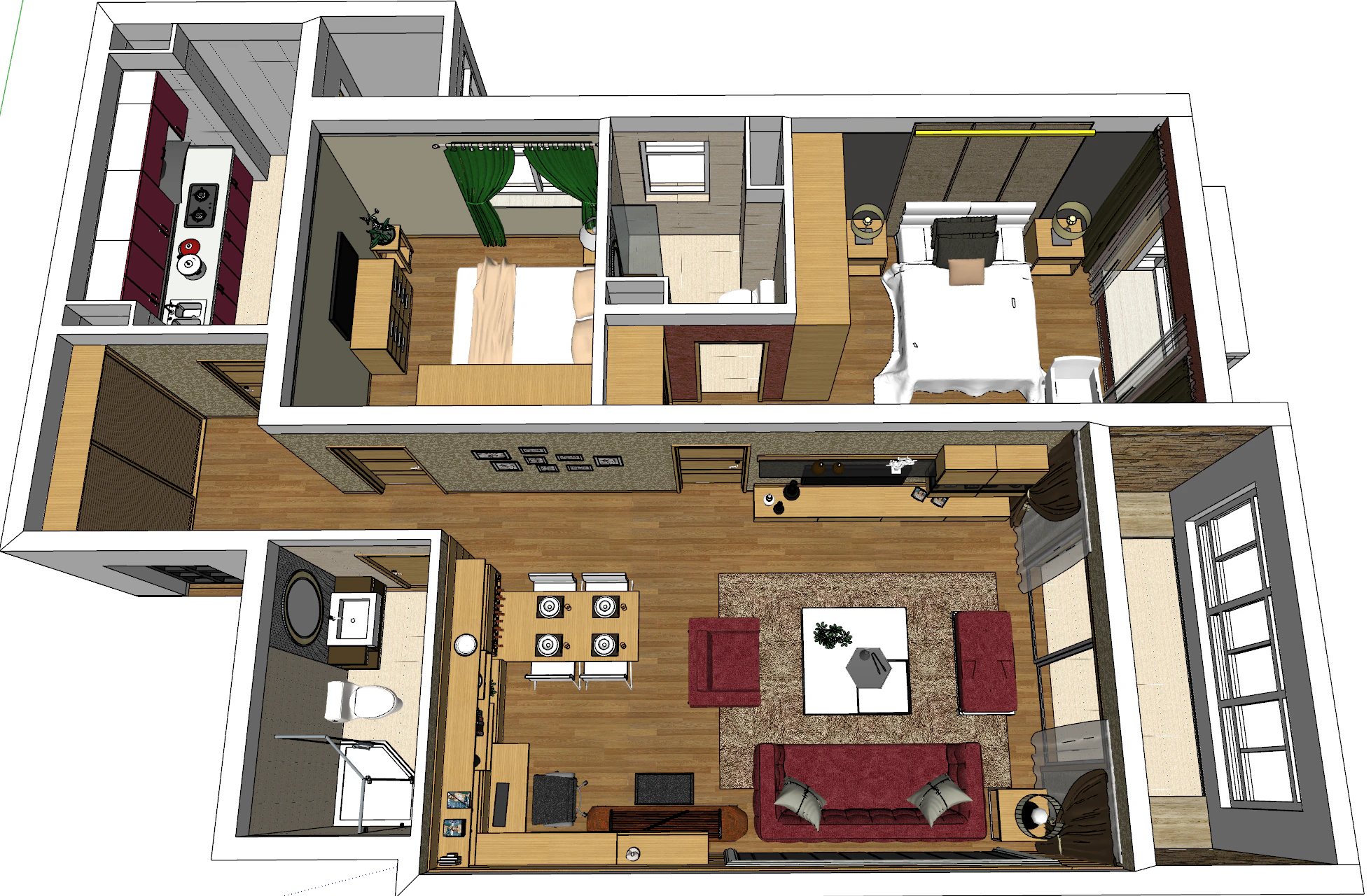 Two Room Space Potential Revitalization Plan 3D Model .c4d .max .obj .3ds .fbx .stl .blend 