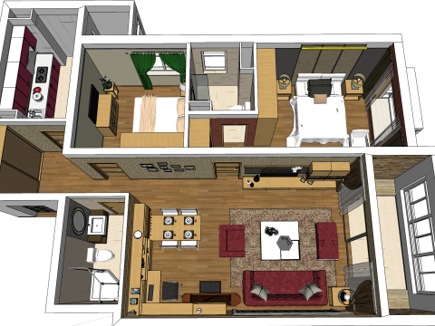 Two Room Space Potential Revitalization Plan 3D Model