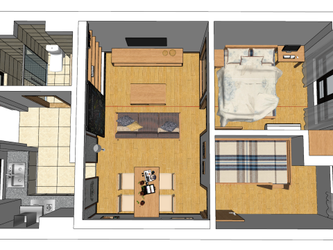 Двокімнатний повний корпус 3D Модель