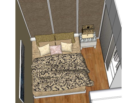 Схема комплексной планировки двухкомнатной квартиры 3D Модель