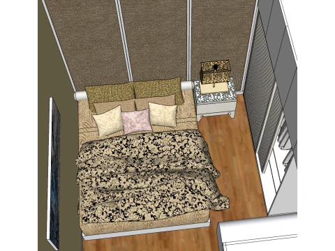 Two bedroom all-around planning scheme 3D Model