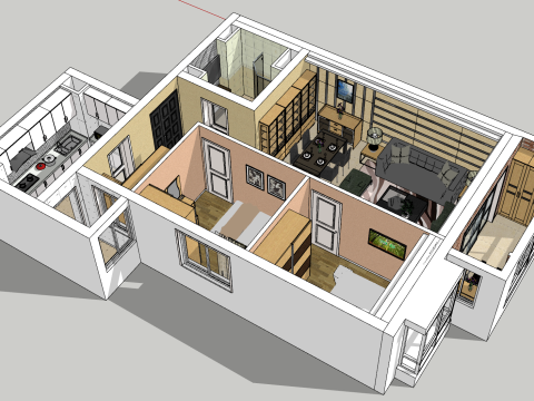 Two bedroom all-around planning solution 3D Model