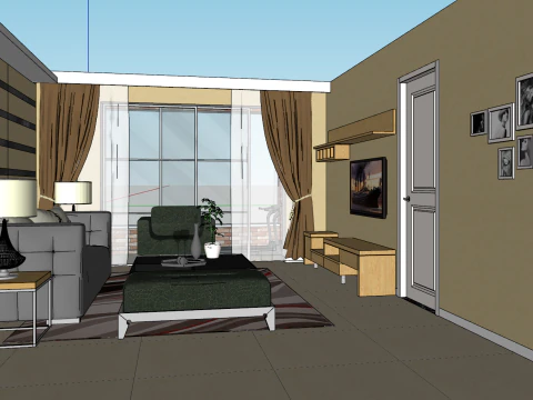 Two bedroom all-around planning solution 3D Model