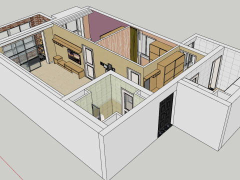 Two bedroom all-around planning solution 3D Model