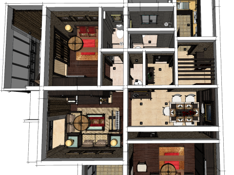 两居室集成住宅 3D 模型