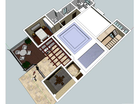 Two bedroom living versatile planning 3D Model