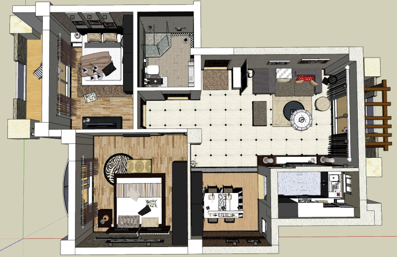Progetto Space Magic di due stanze Modello 3D .c4d .max .obj .3ds .fbx .stl .blend