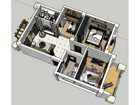 Progetto Space Magic di due stanze Modello 3D