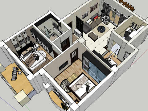 Progetto Space Magic di due stanze Modello 3D